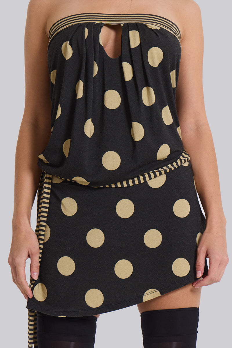 Lola Strapless Mini Dress in Polkadot Stripe