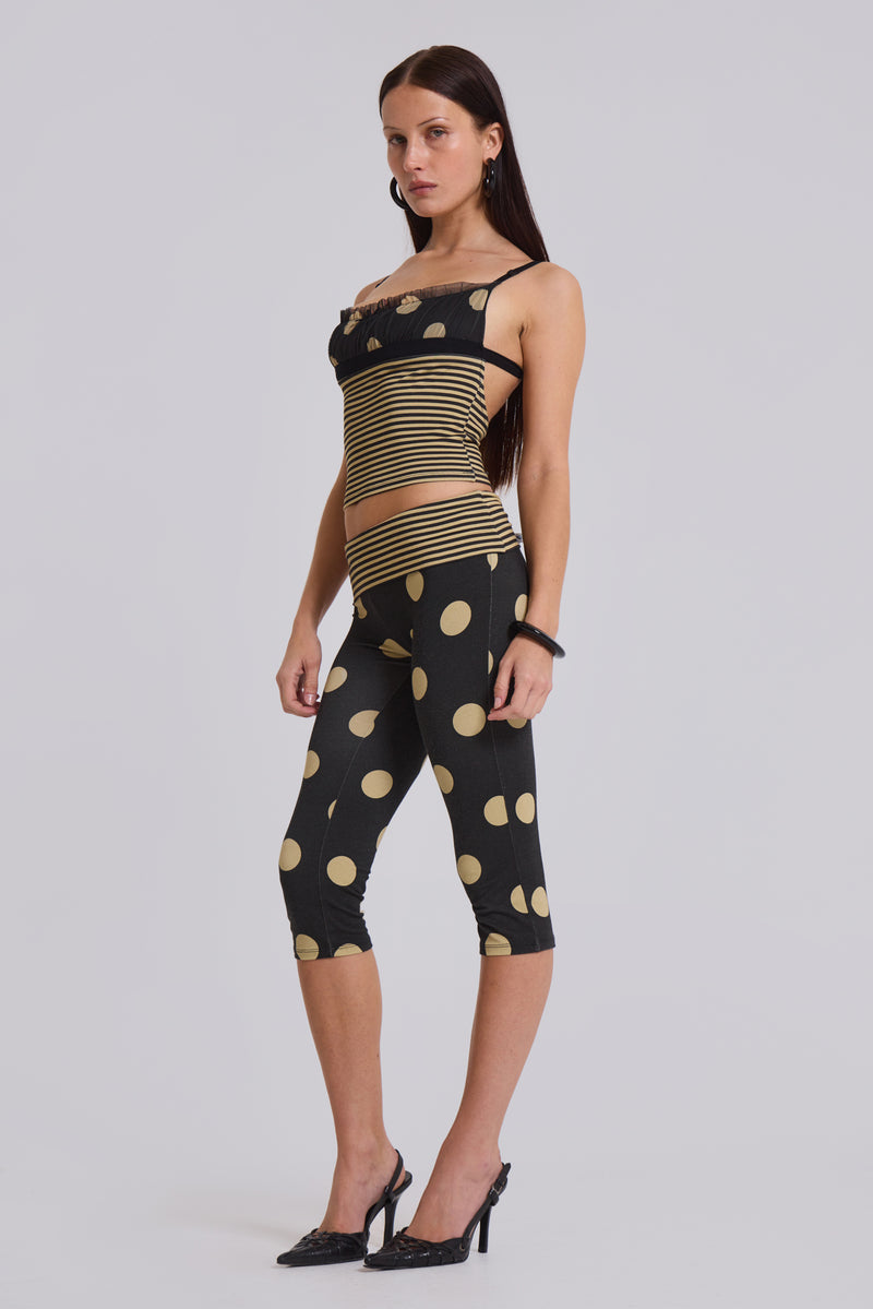 Lola Foldover Capris in Polkadot Stripe