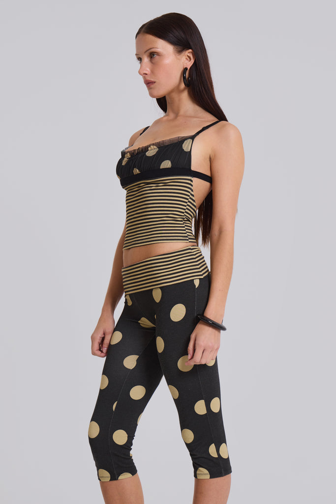 Lola Foldover Capris in Polkadot Stripe