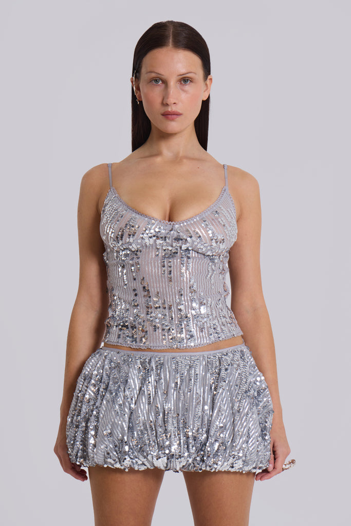 Cosmic Sequin Puffball Micro Skirt