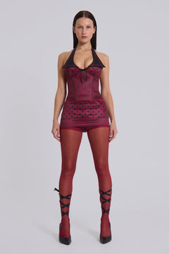Not Your Girlfriend Mini Skort in Polkadot - UK 14 / Burgundy