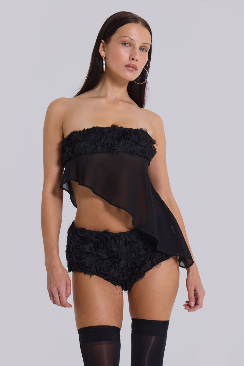 Regina Corset Top In Black Roses