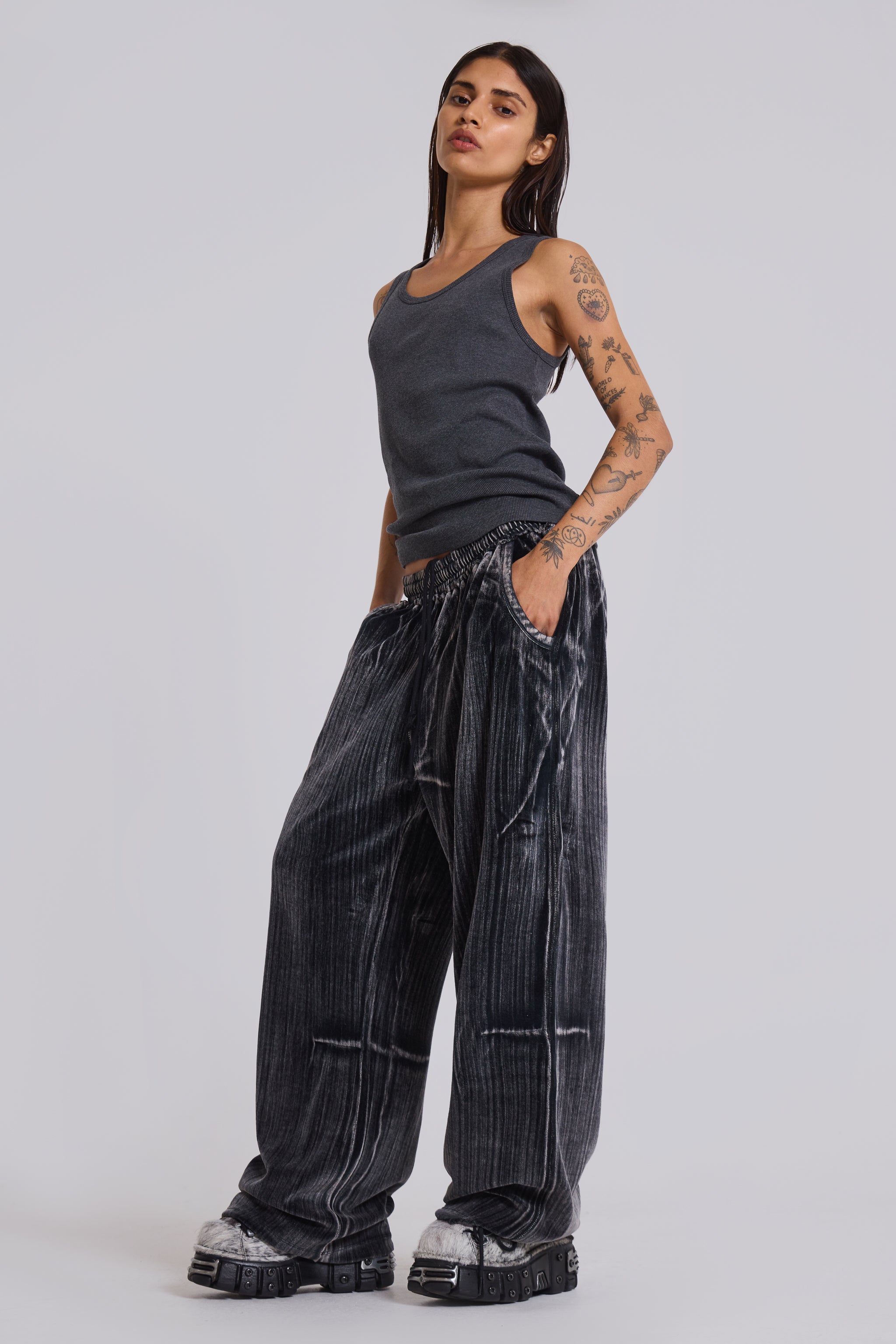 Crease Velour Baggy Monster Joggers