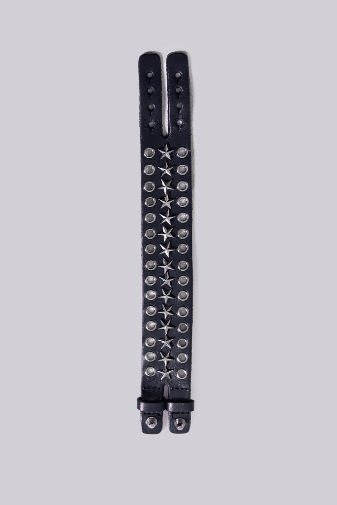 Black Leather Studded Bracelet