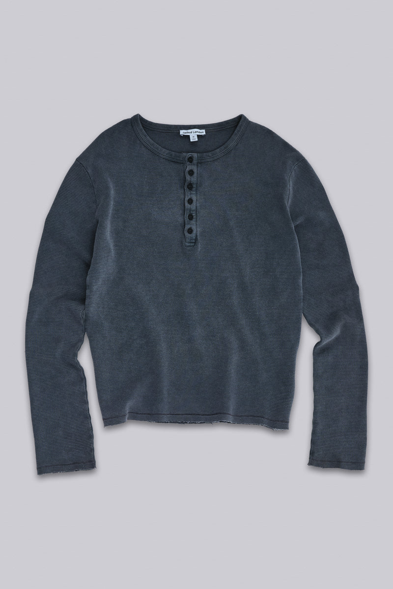 Charcoal Waffle Henley Top | Jaded London | Clothing
