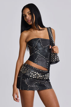 Shadow Studded Mini Skirt - UK 10 / Black