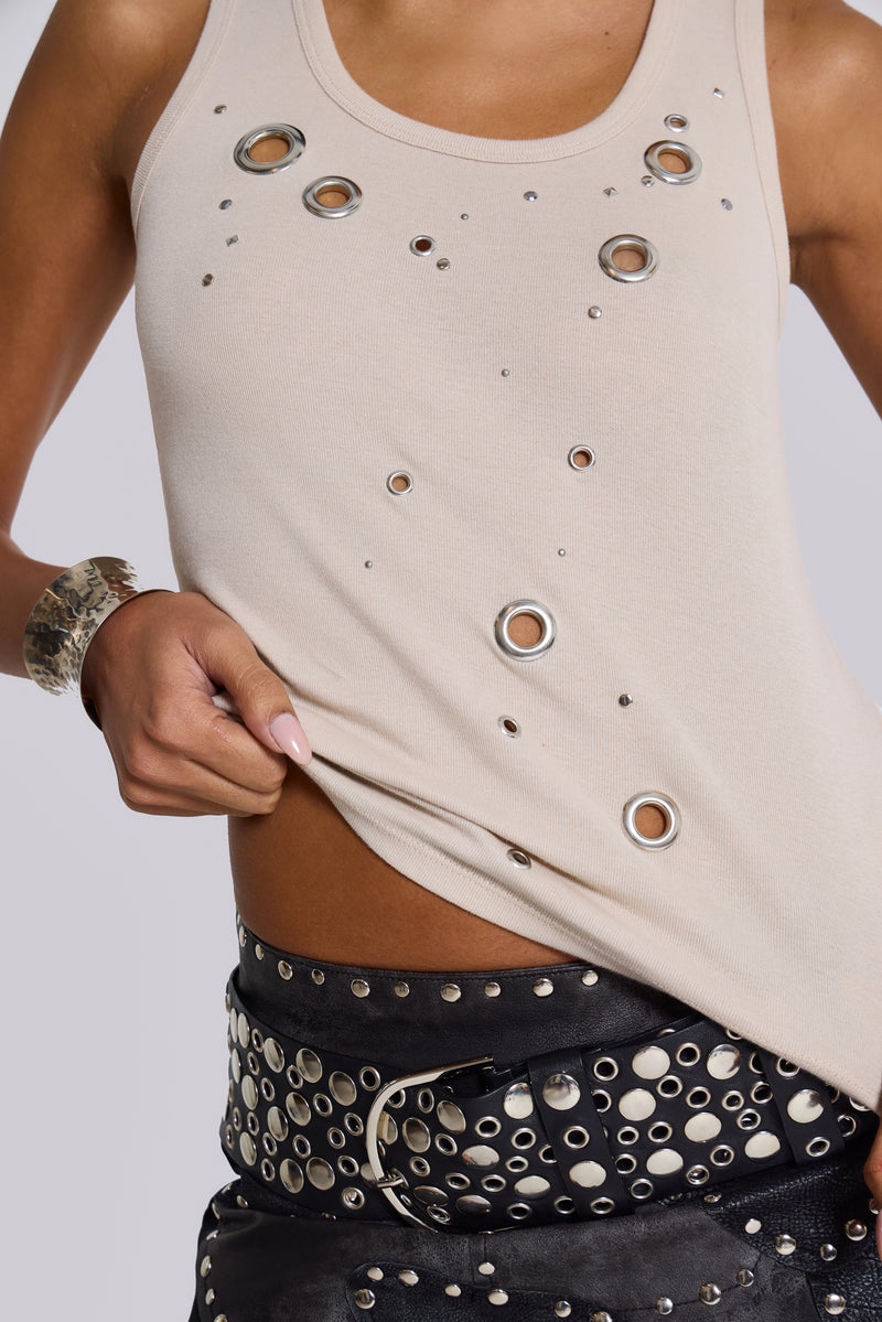 Eye Contact Vest Top With Eyelets