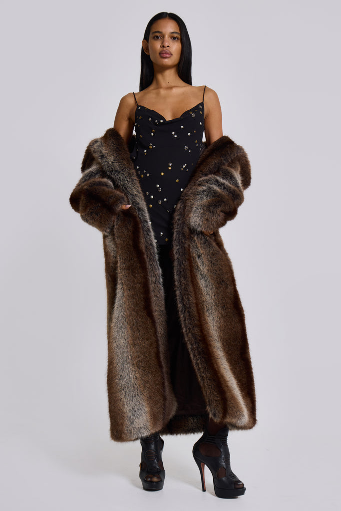 Agyness Brown Faux Fur Coat