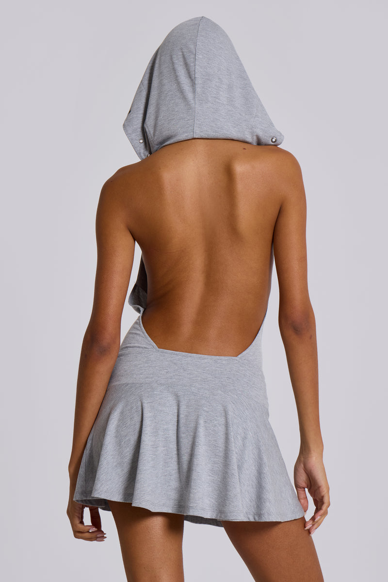 Maxing Hooded Mini Dress With Eyelets