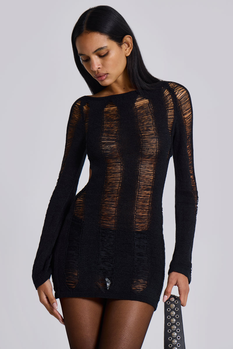 Black Umbra Shredded Mini Dress