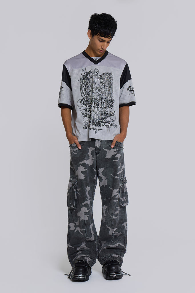 Washed Black Trooper Camo Cargo Pant