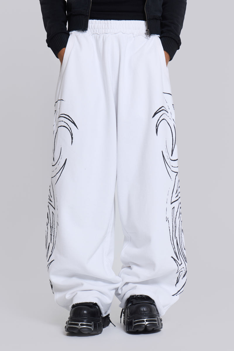 White Baggy Blade Joggers