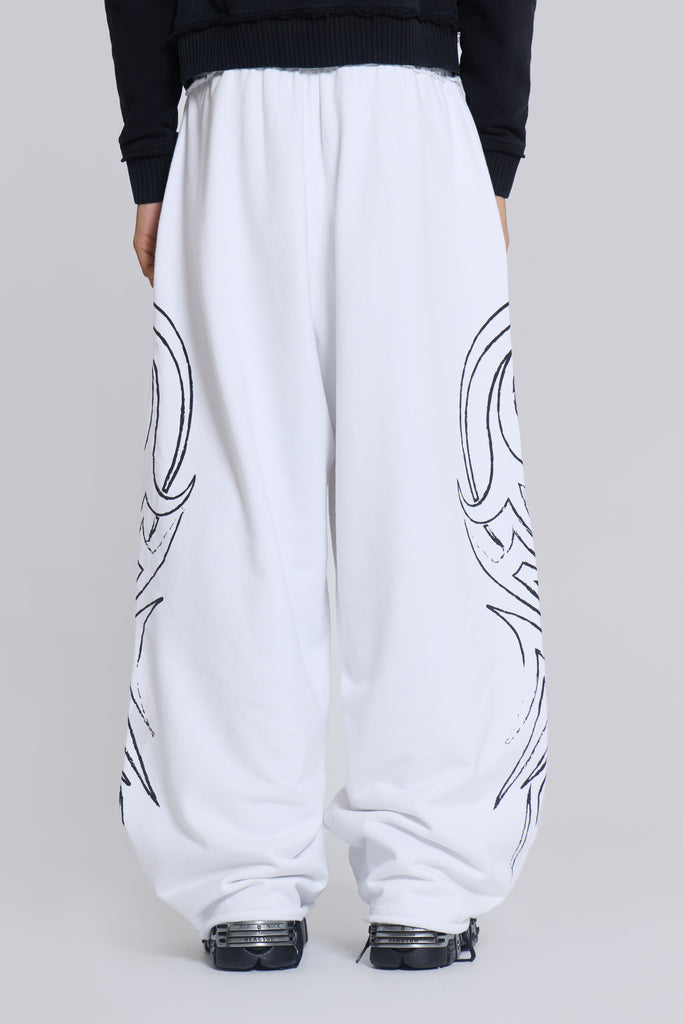 White Baggy Blade Joggers