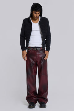 Oxblood Faux Leather Pants - W26 / Red