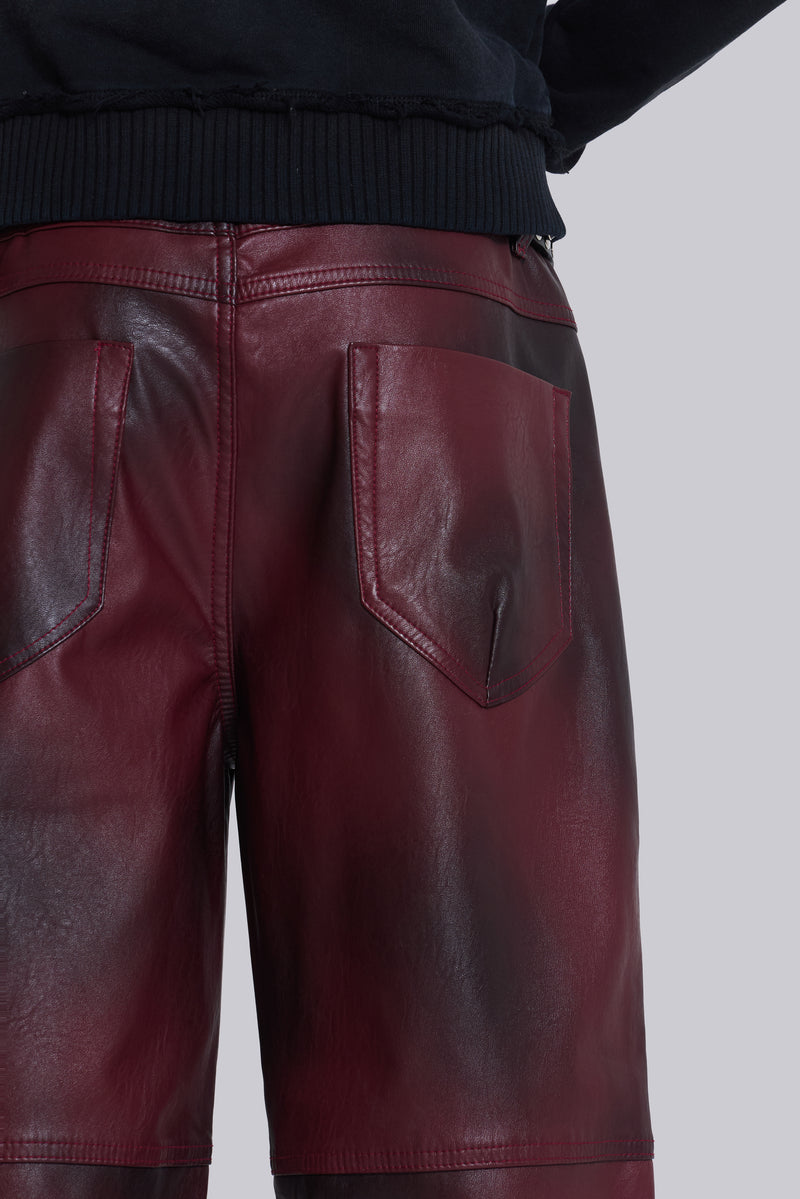 Oxblood Faux Leather Pants