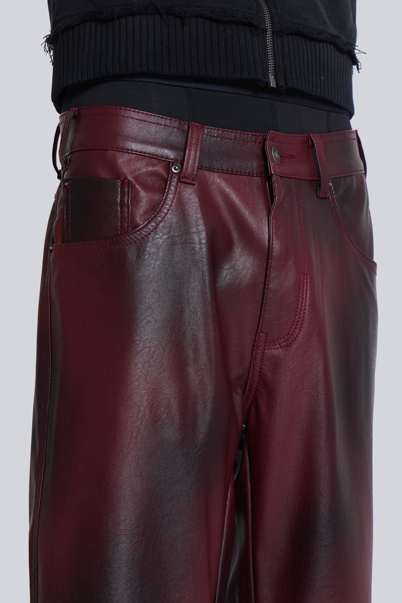 Oxblood Faux Leather Pants