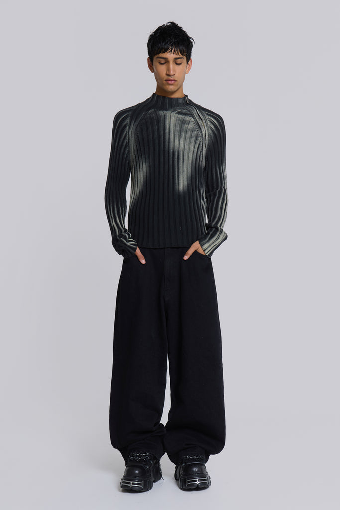 Black Luster Asymmetric Knit