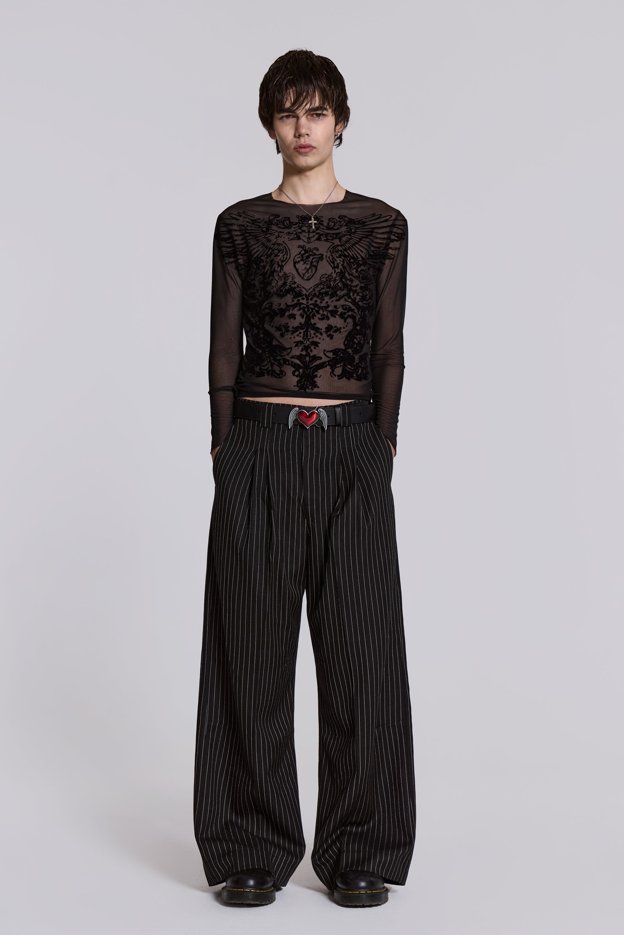 Black Pinstripe Goliath Suit Pants