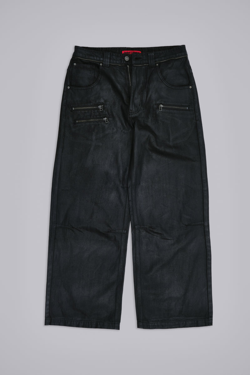 パンツ Jaded London Black coating denim Coated Zip Colossus Jeans | Jaded London | Clothing