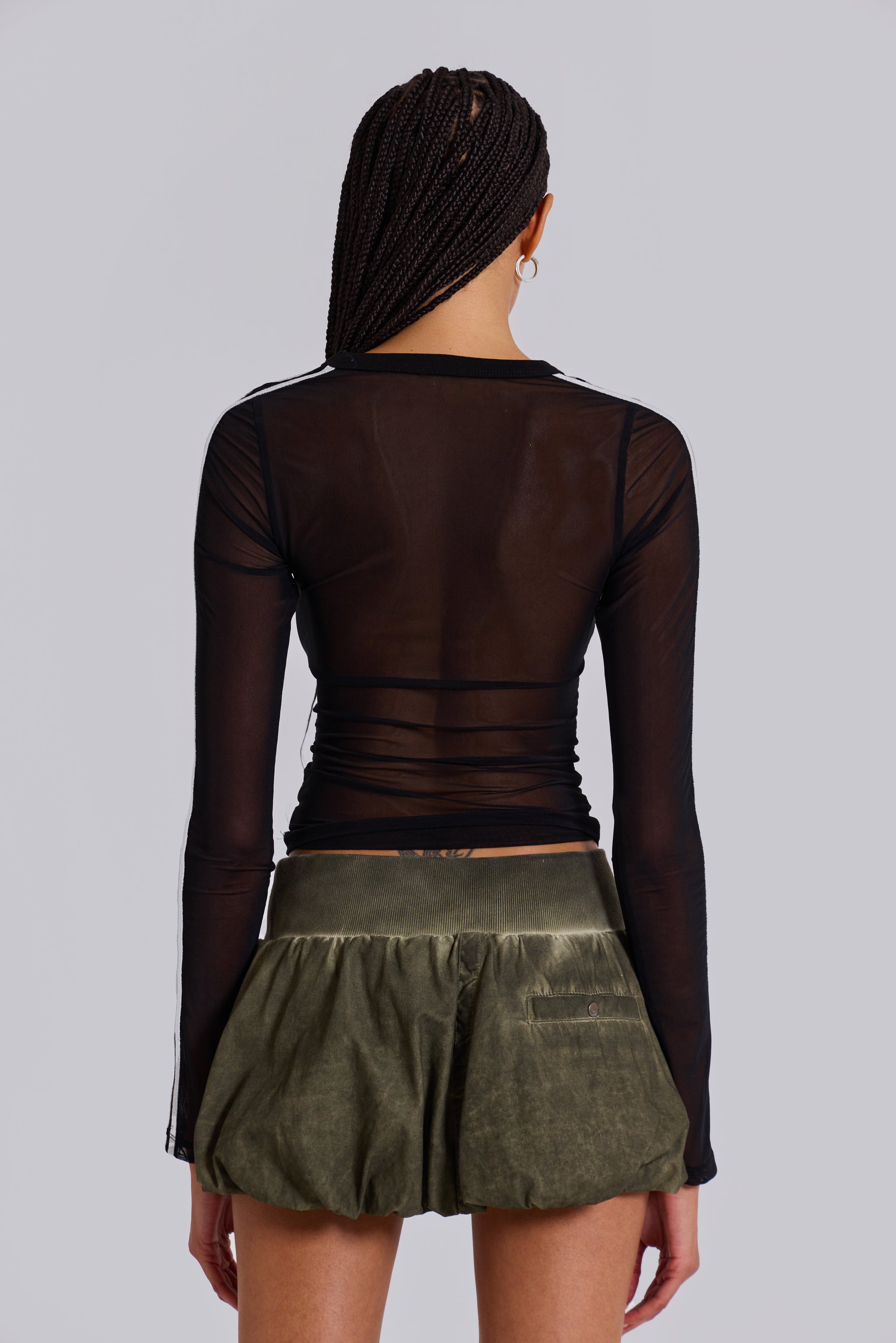 3’S A Crowd Diamante Mesh Top