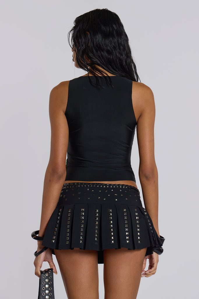 Onyx Studded Pleated Skirt