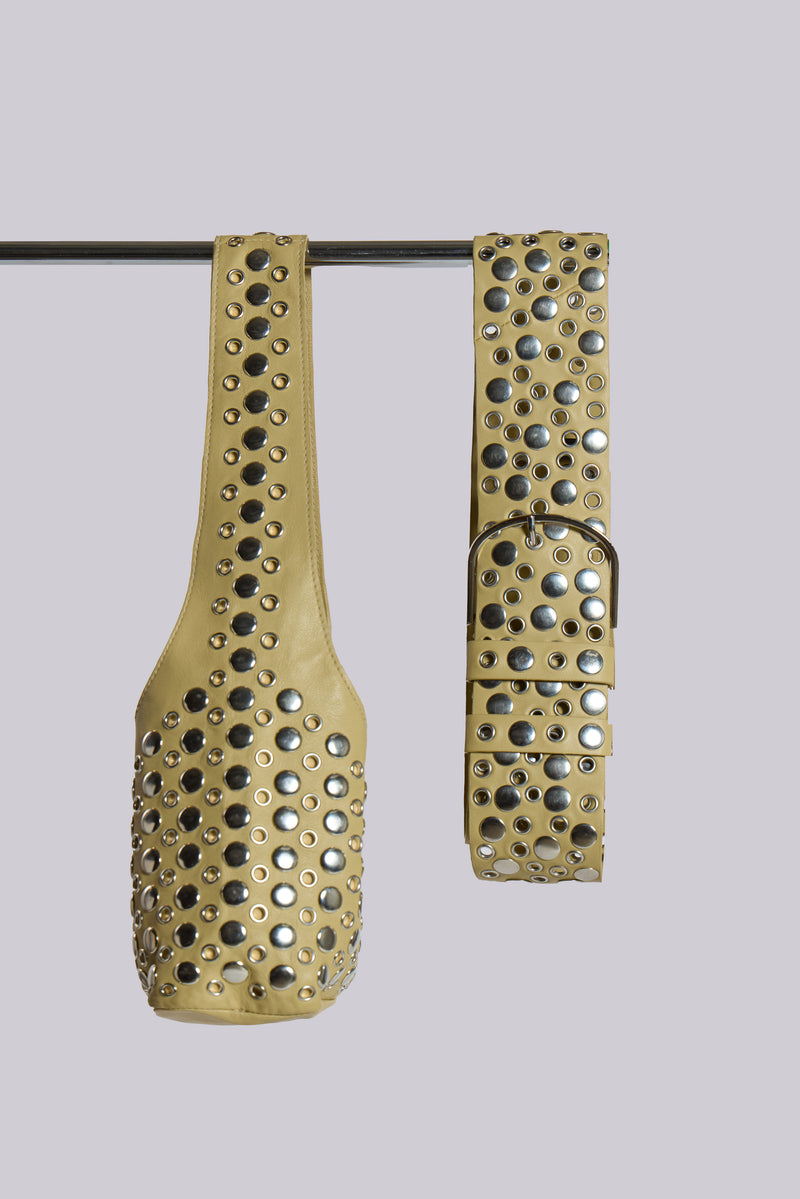 Osmium Studded Belt In Cream