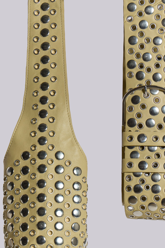 Osmium Studded Belt In Cream