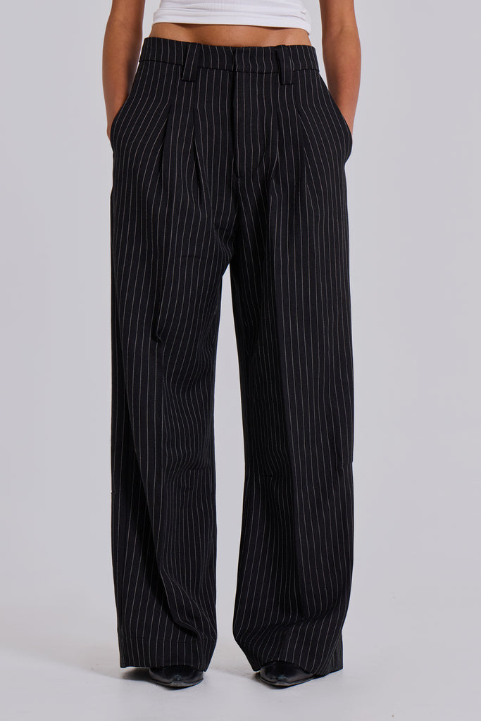 Black Pinstripe Goliath Pants