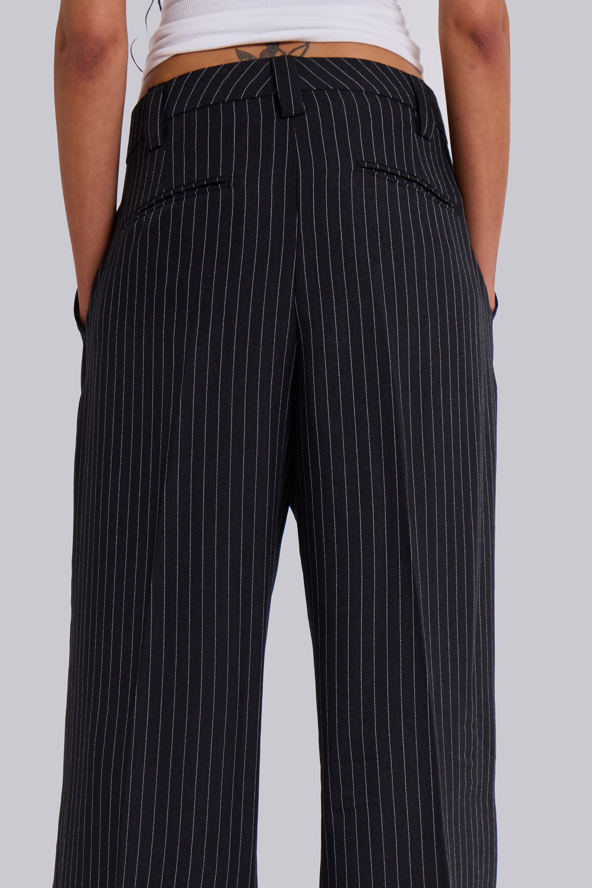 Black Pinstripe Goliath Suit Pants