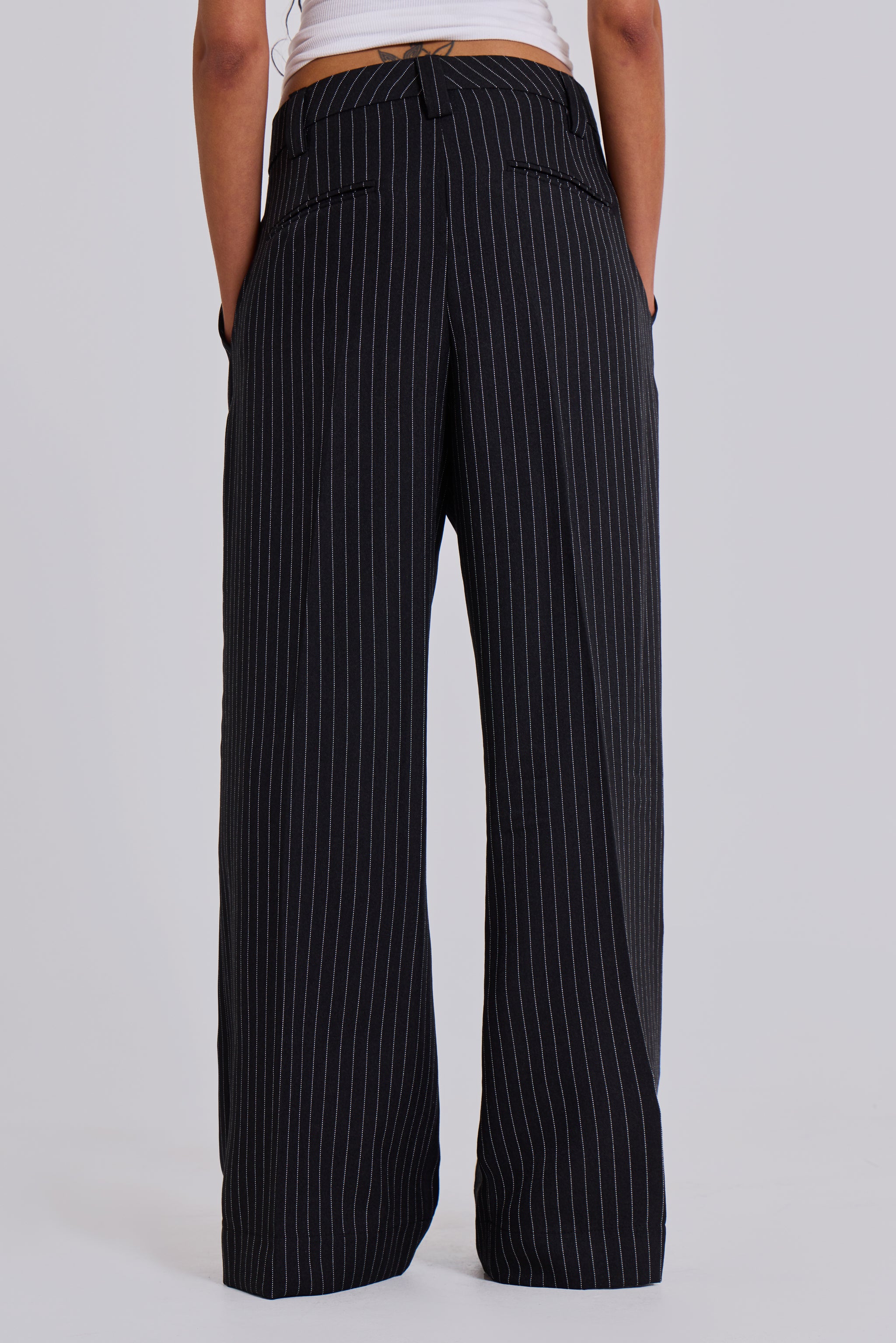 Black Pinstripe Goliath Suit Pants