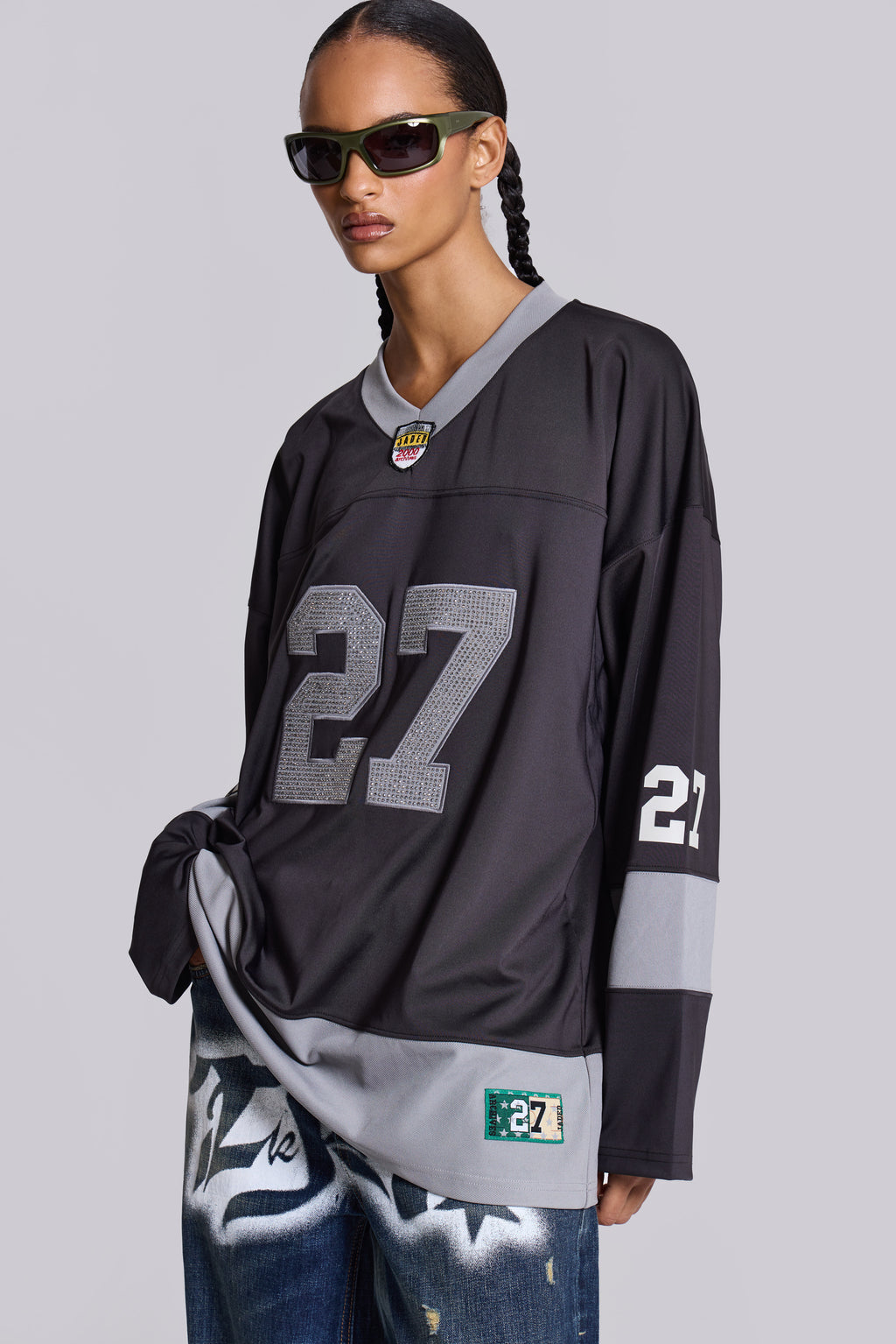 Jaded Archive Diamante Football Shirt | Jaded London