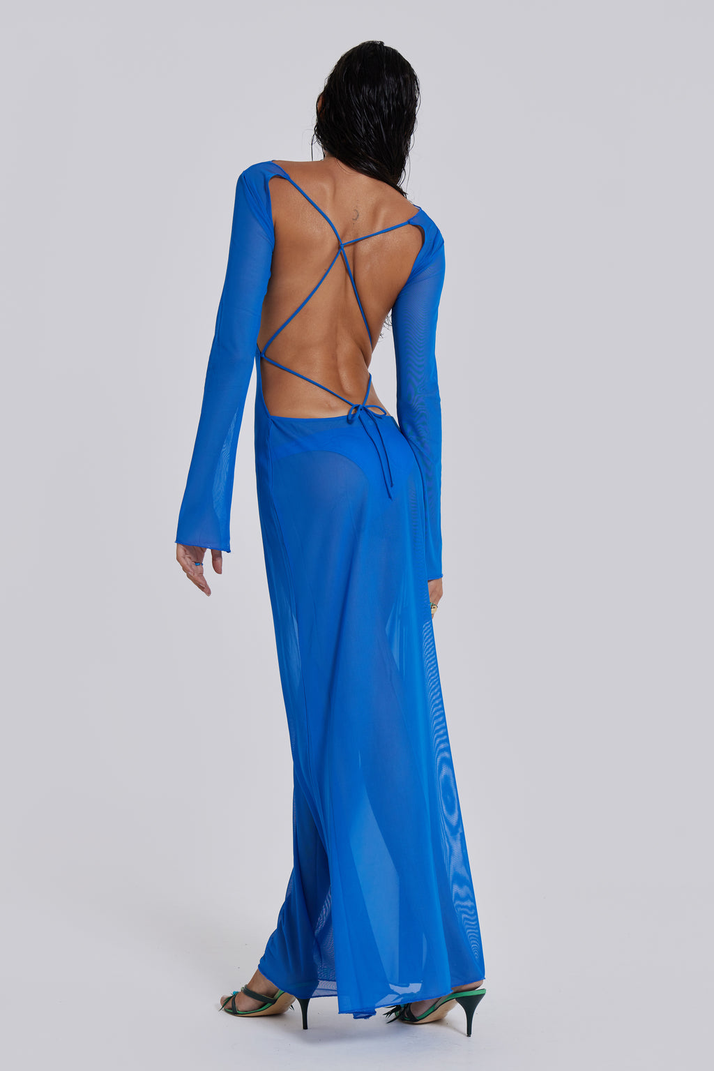 Blue Sheer Maxi Beach Dress