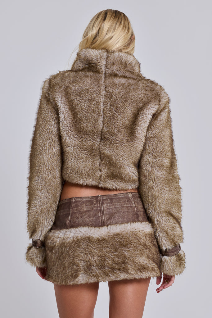 Raven Faux Fur & Leather Crop Jacket | Jaded London | Clothing