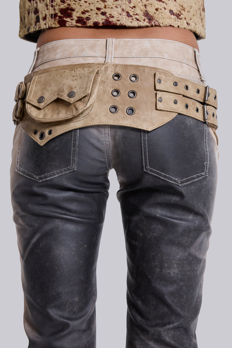 Faux Leather Chain Belt