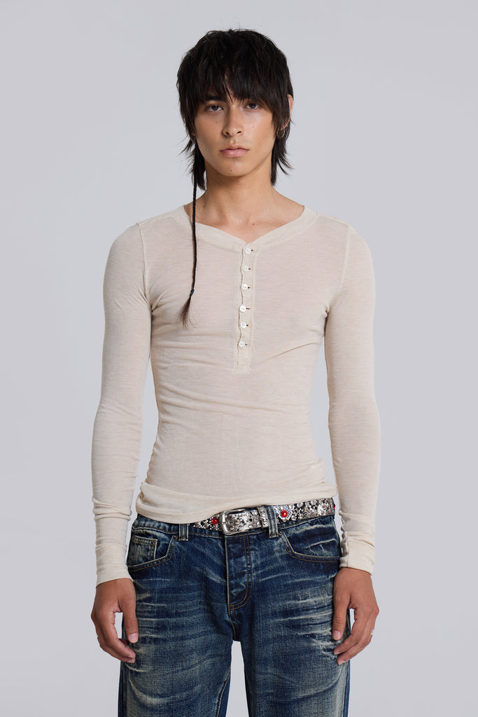 Oatmeal Haze Henley Top