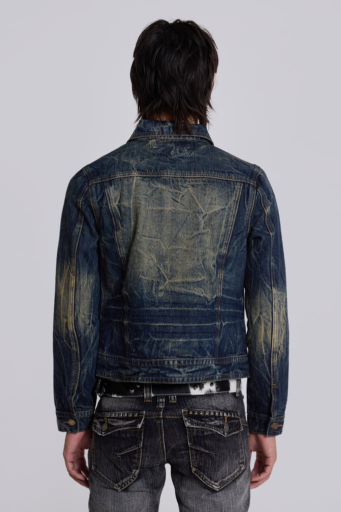 Creased Wash Stud Denim Jacket