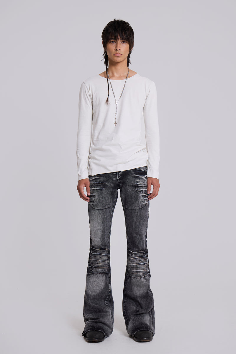 Washed Black Drift Flared Jeans