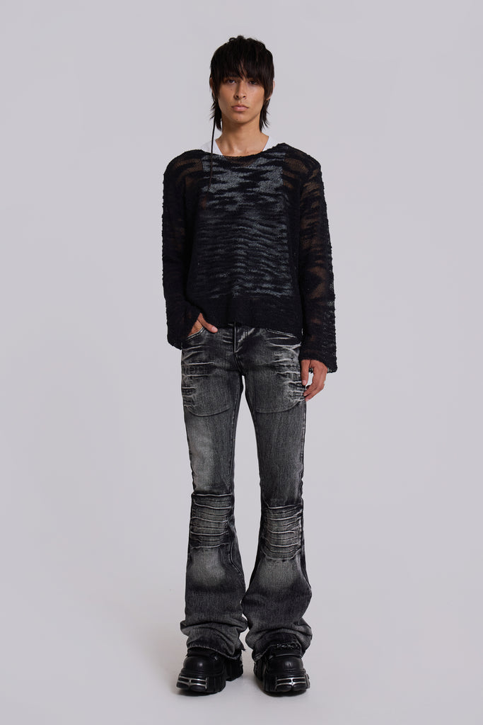 Washed Black Drift Flared Jeans