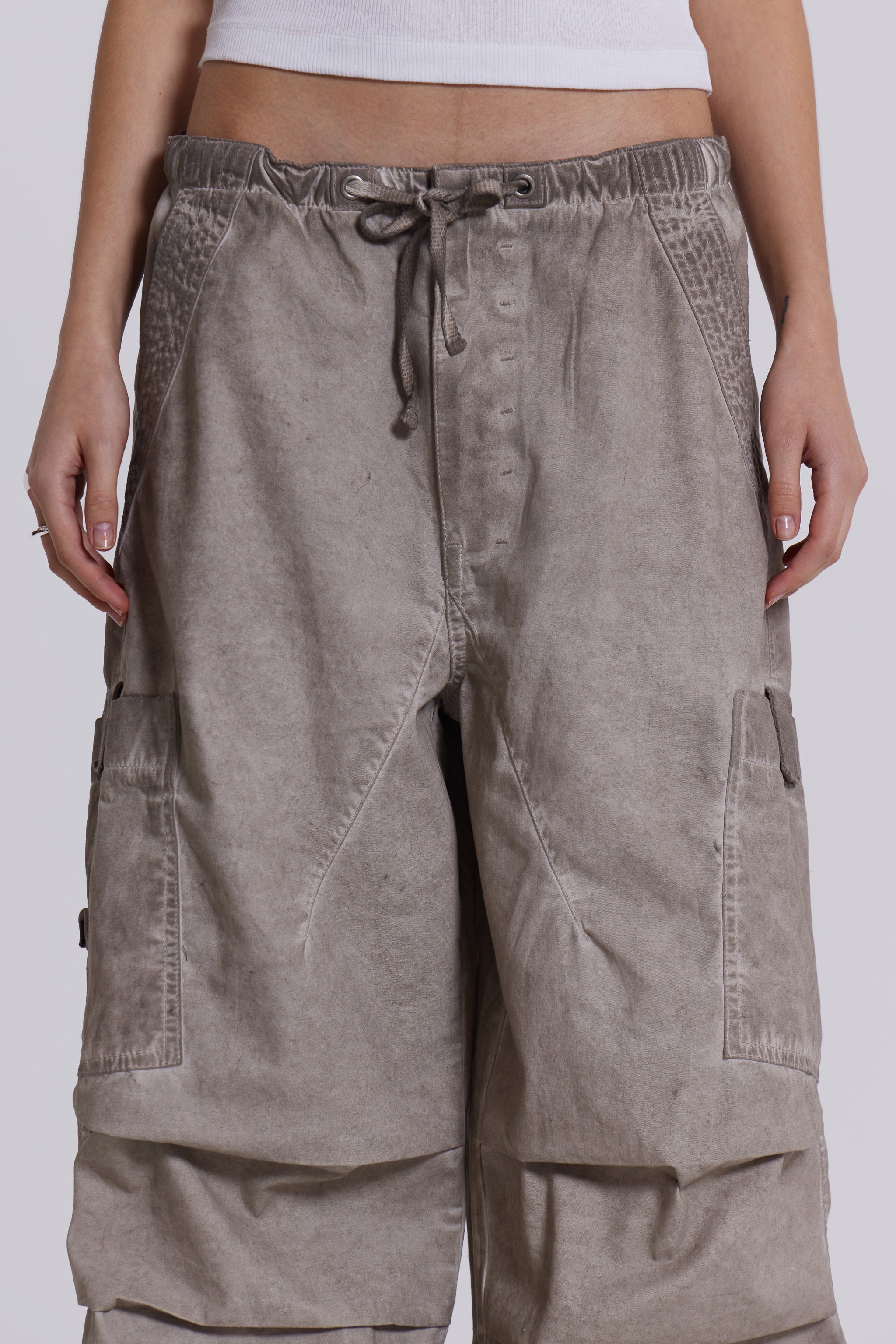 Stone Oil Wash Parachute Pants