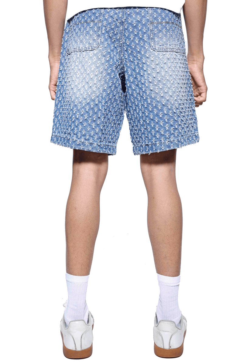Blue Distressed Skate Shorts