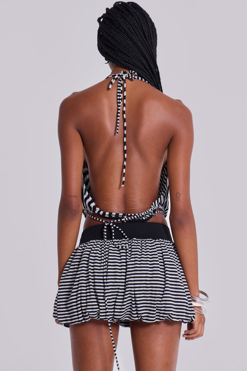 Orla Striped Backless Plunge Top