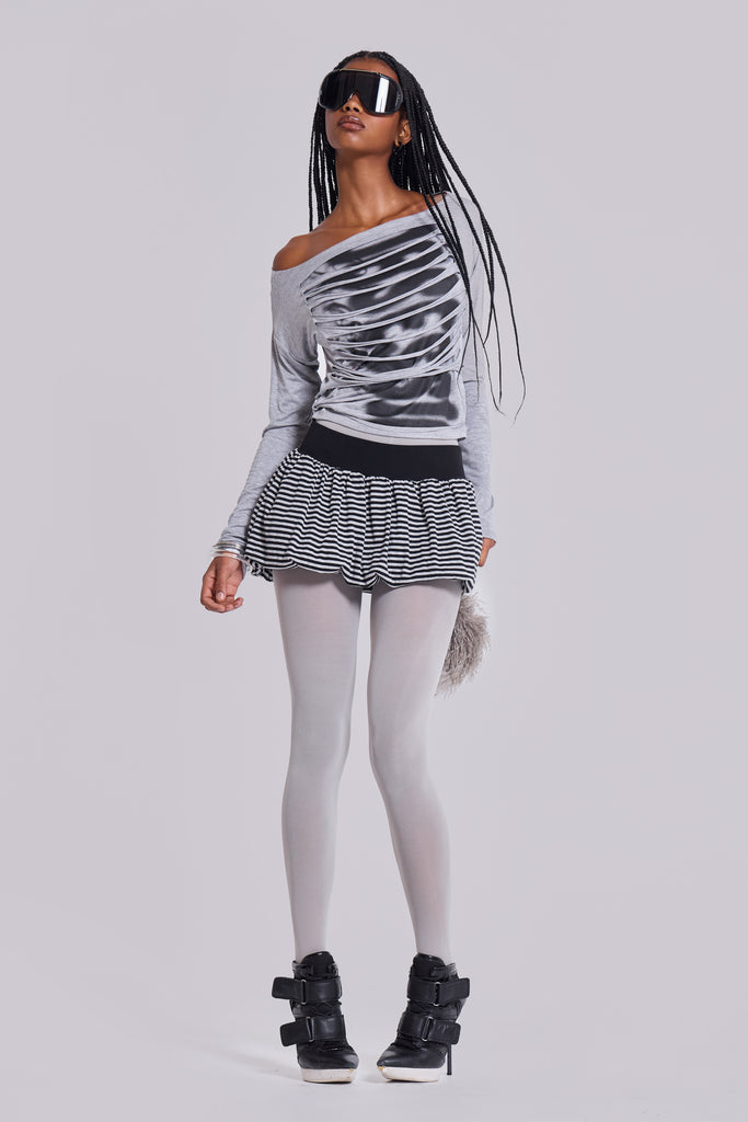 Orla Striped Puffball Mini Skirt