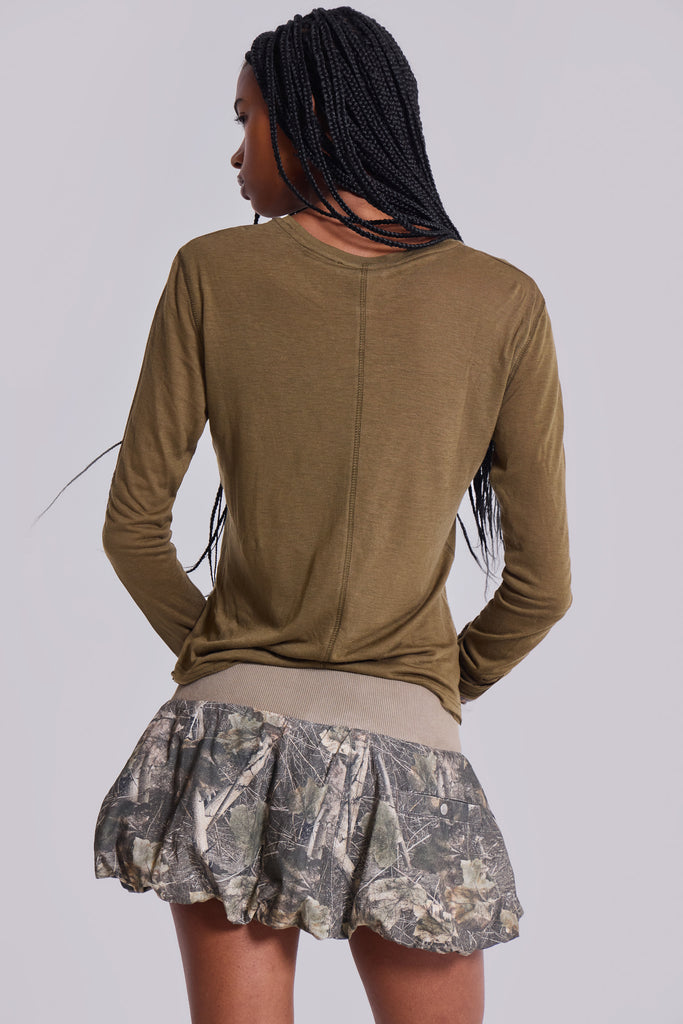 Woodland Camo Puffball Cargo Mini Skirt