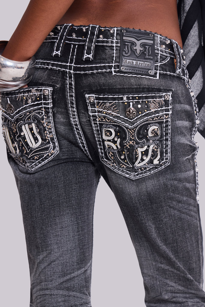 Rock Revival Madison Bootcut Jeans in Washed Black