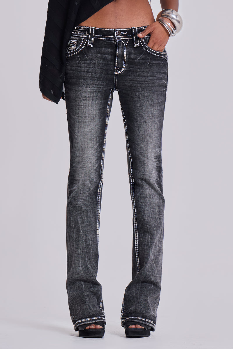 Rock Revival Madison Bootcut Jeans in Washed Black