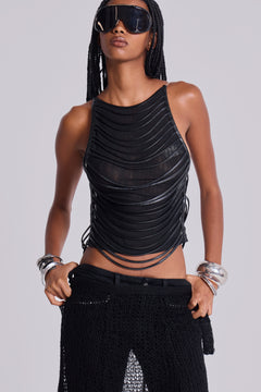Strings Attached Backless Top - UK 4 / Black