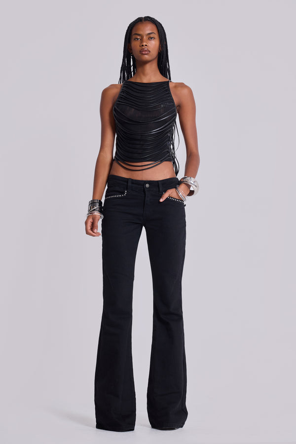 Jet Black Studded Drift Jeans