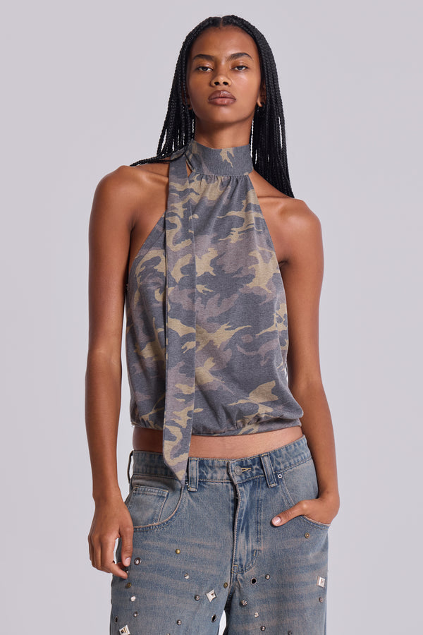 Enya Camo Backless Top