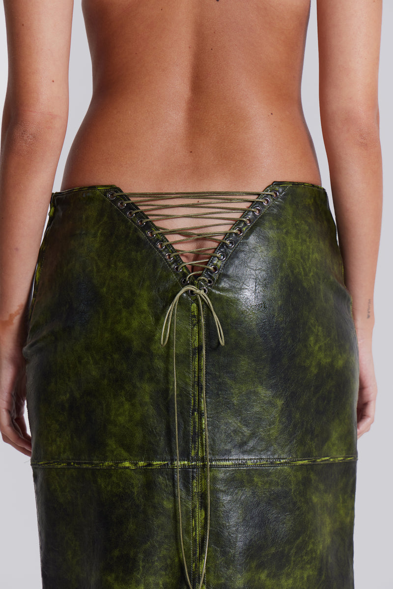 Jaded London Womens Green Panelled Distressed Faux-leather Maxi Skirt -  ShopStyle