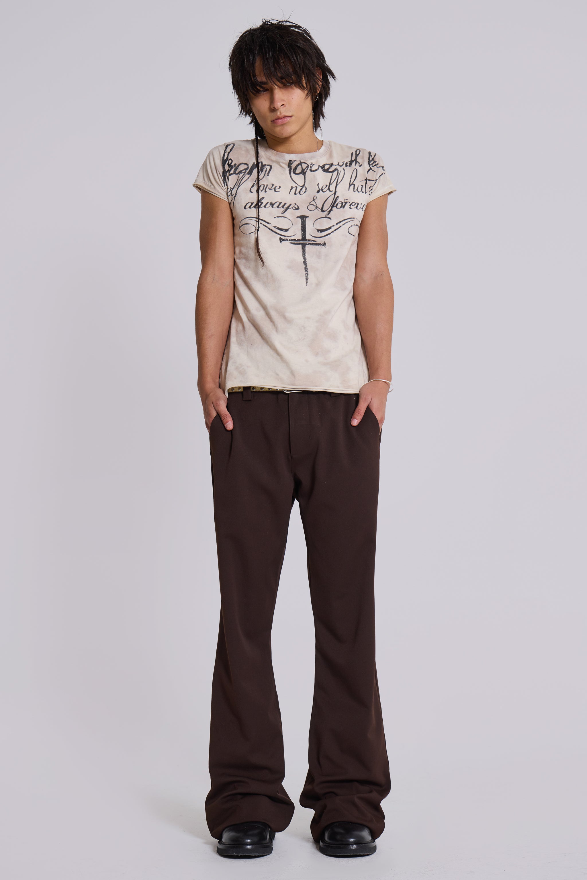 Exposed Pipping Suit Pants - Brown main image 0